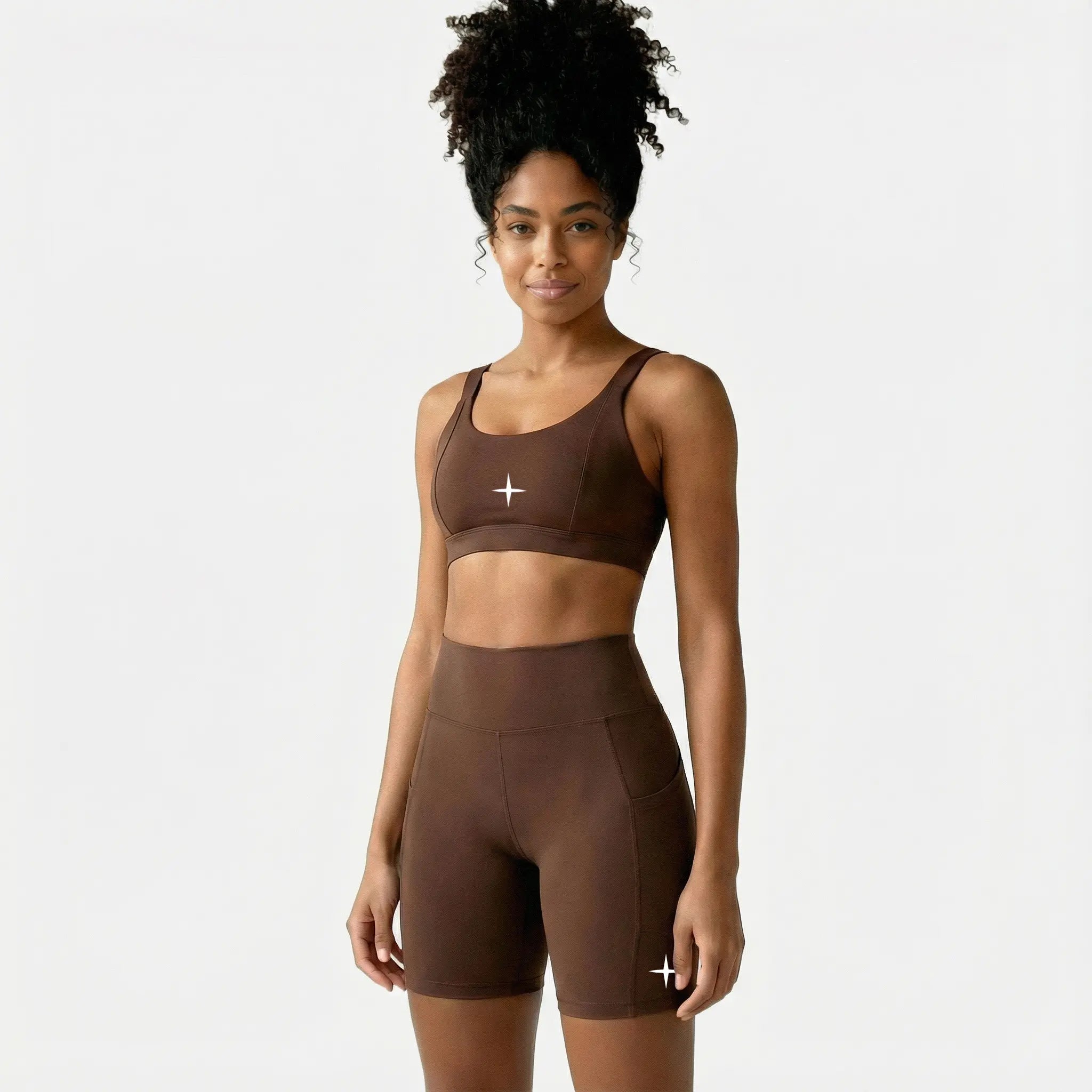 Conjunto TUFF Meia Coxa C/ Bolsos - Marrom