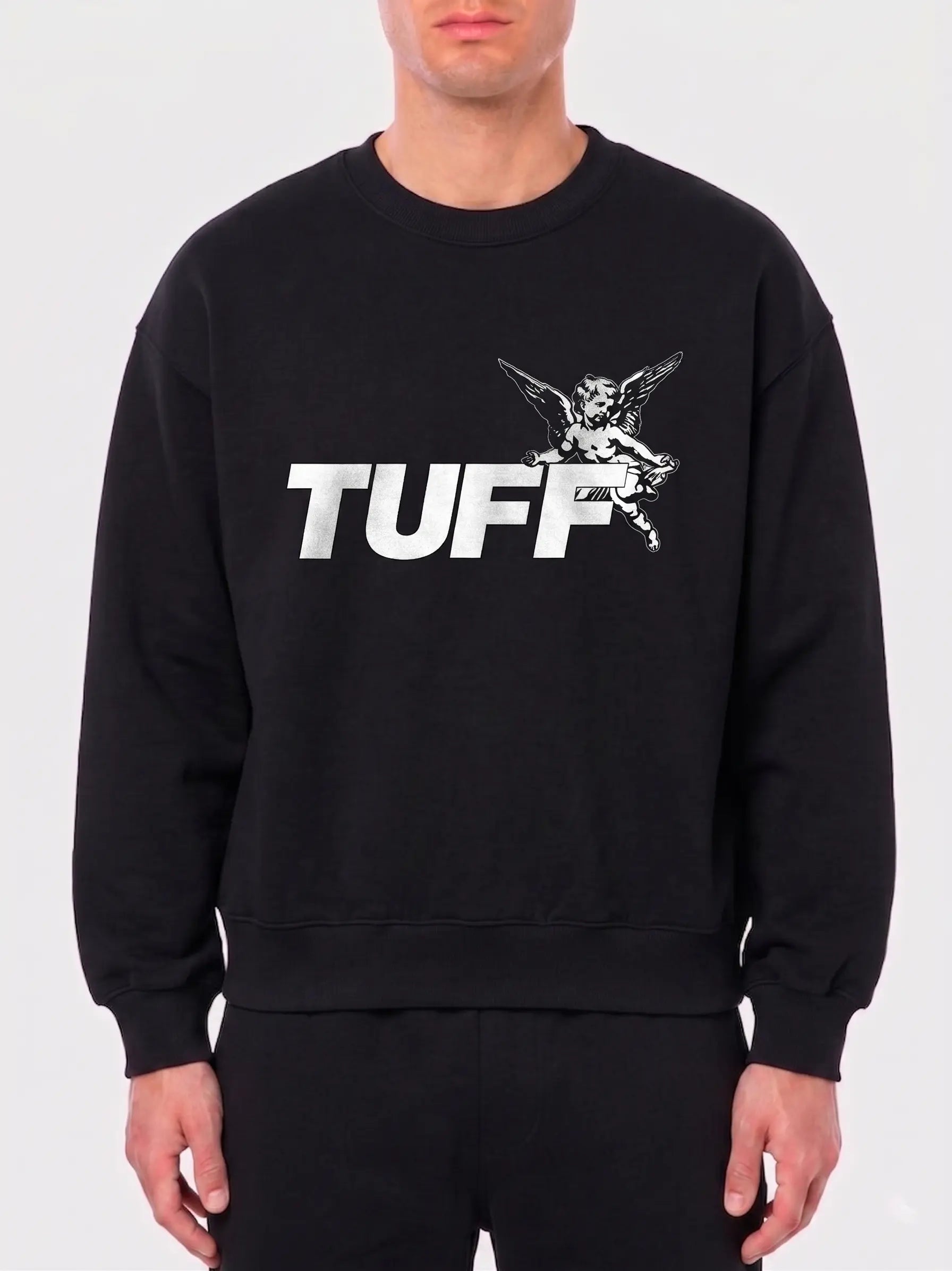 Moletom Boxy Careca TUFF Angel - Preto