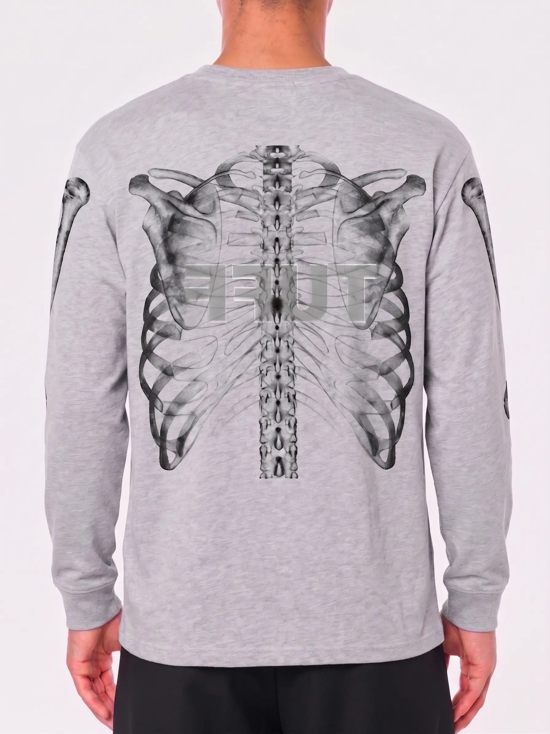Camiseta Manga Longa Skeleton - Cinza