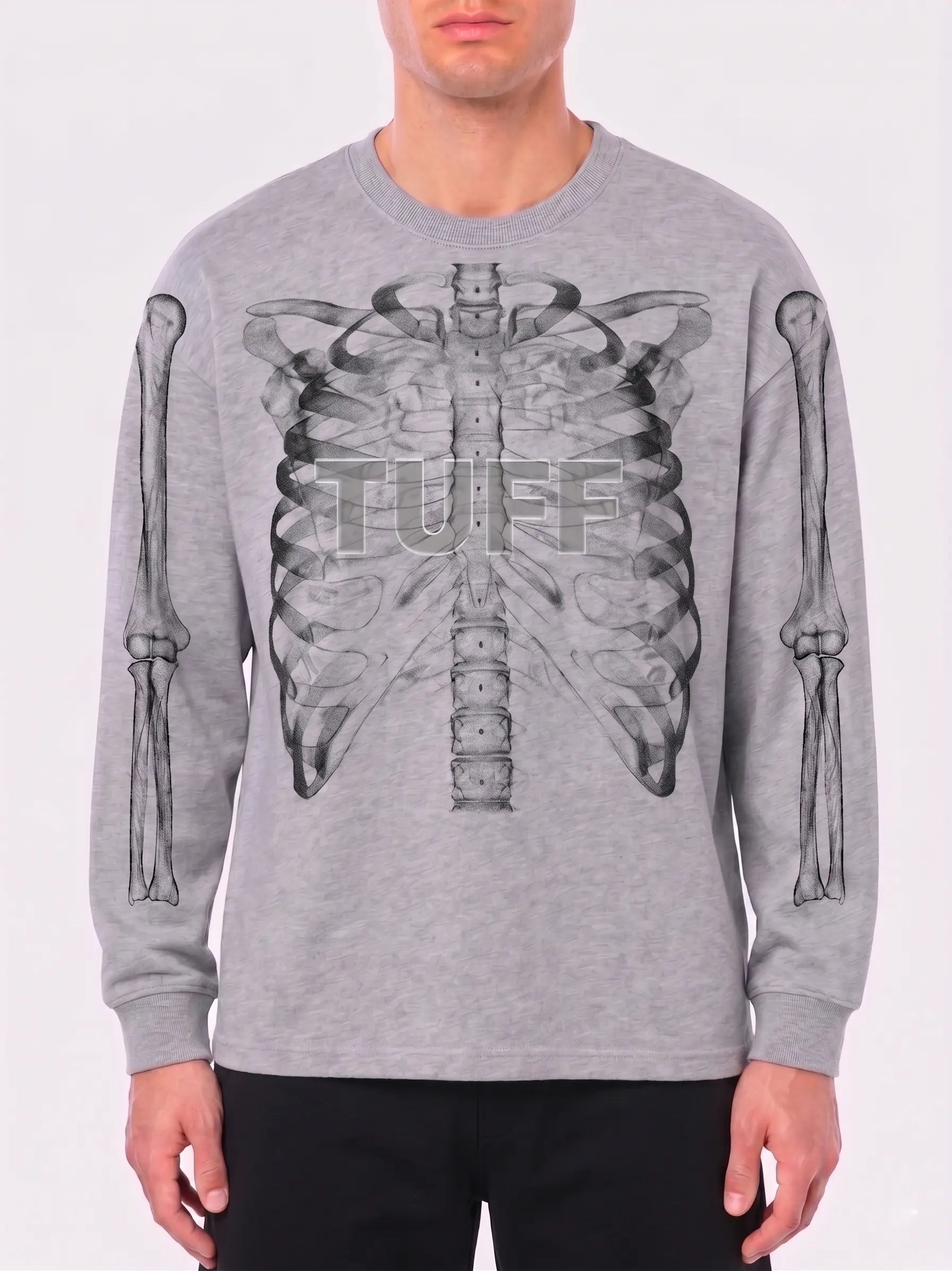 Camiseta Manga Longa Skeleton - Cinza