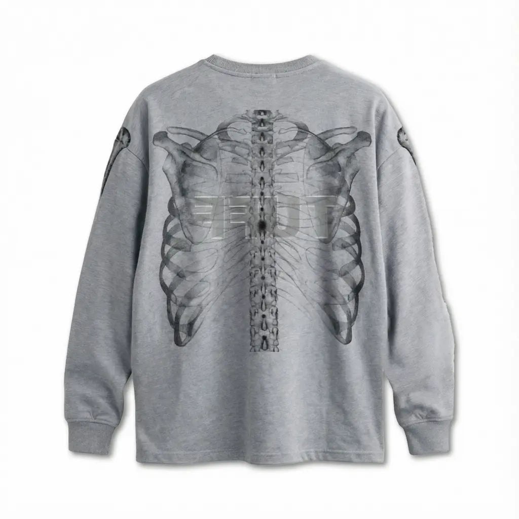 Camiseta Manga Longa Skeleton - Cinza