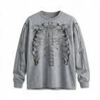 Camiseta Manga Longa Skeleton - Cinza