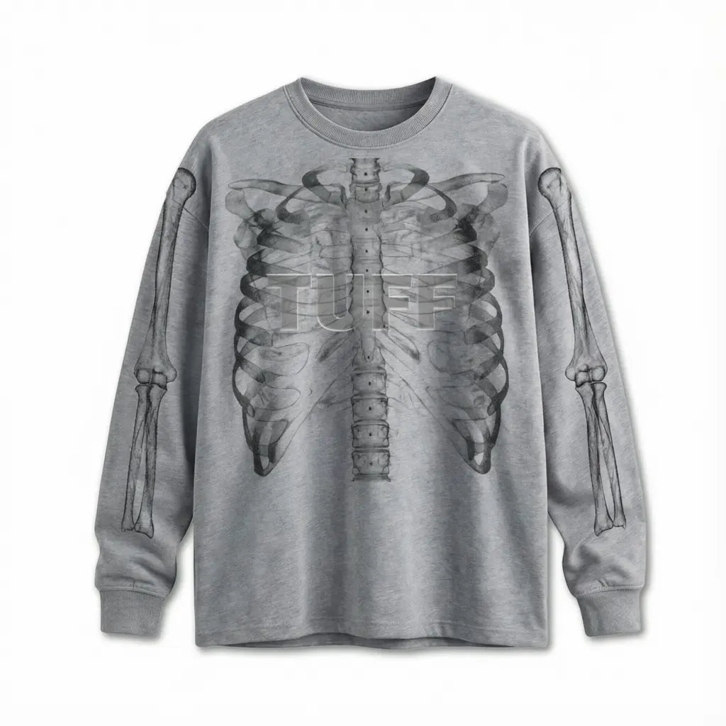 Camiseta Manga Longa Skeleton - Cinza